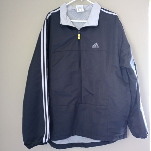 adidas Other - VINTAGE Adidas Black White Striped Windbreaker Jacket Vented Back Size Large